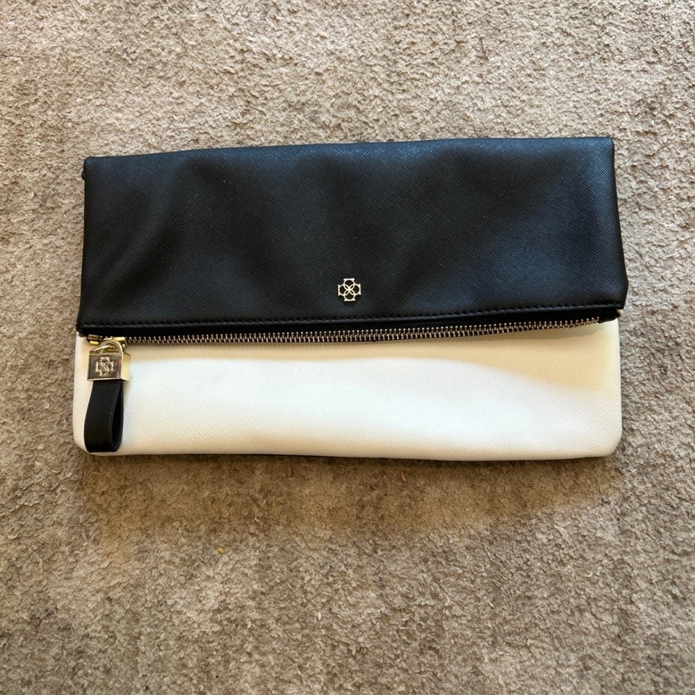 Ann Taylor Black and Off White Clutch